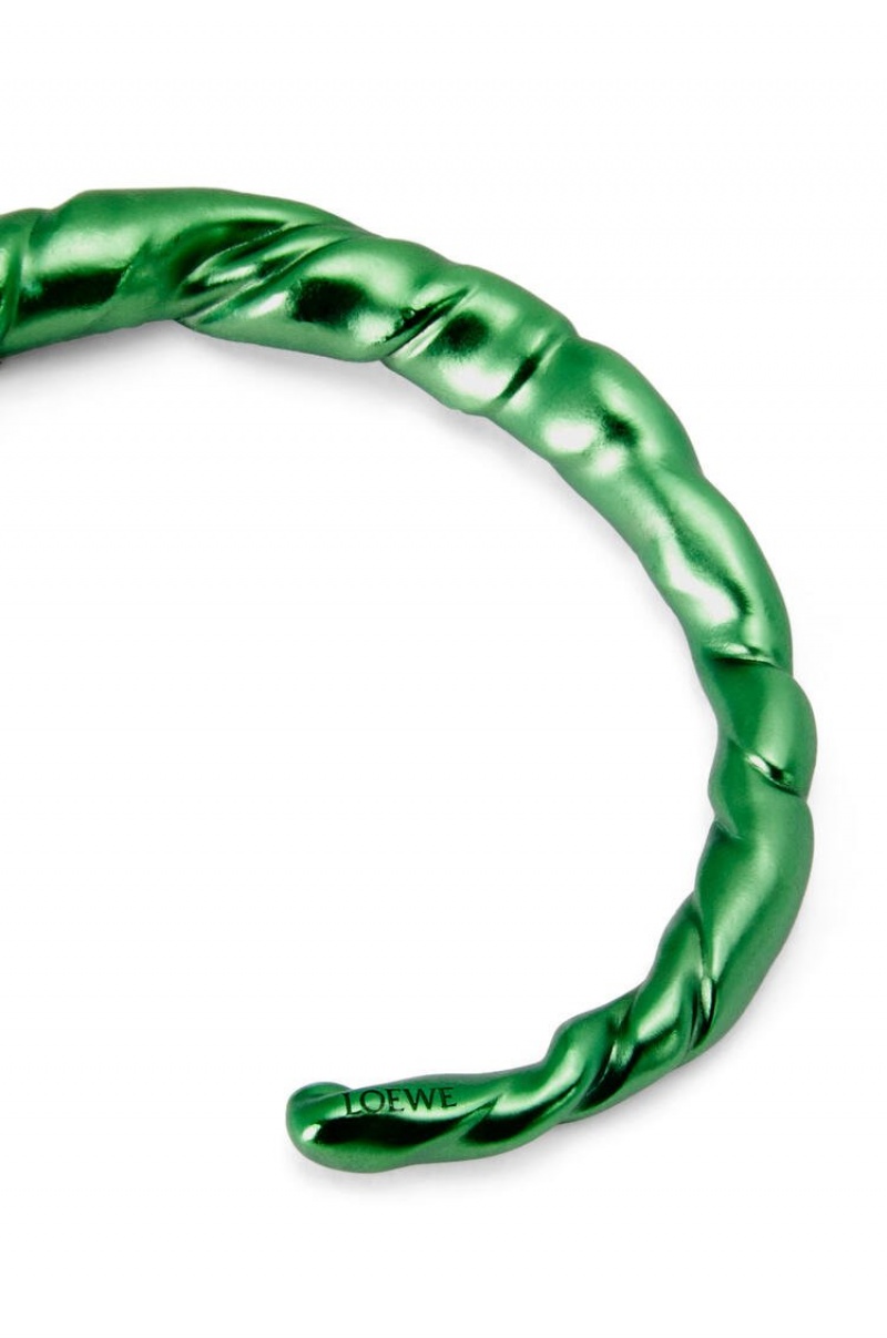 Silver Jewellery Loewe Thin nappa twist cuff in sterling silver Mujer Verde Oscuro | 976BZMRKN