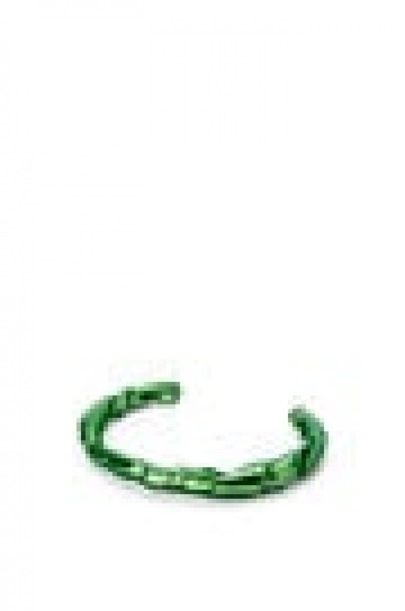 Silver Jewellery Loewe Thin nappa twist cuff in sterling silver Mujer Verde Oscuro | 976BZMRKN