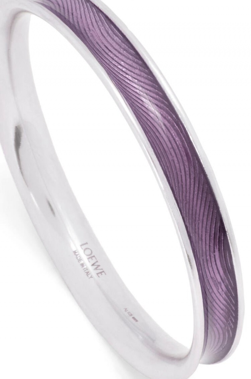 Silver Jewellery Loewe Wave bangle in sterling silver and enamel Mujer Moradas Claro | 761QJAGSX