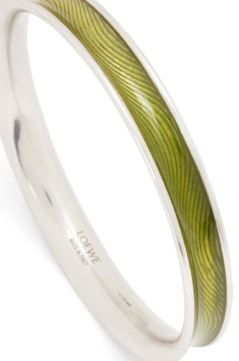 Silver Jewellery Loewe Wave bangle in sterling silver and enamel Mujer Verde | 825TDPKRY