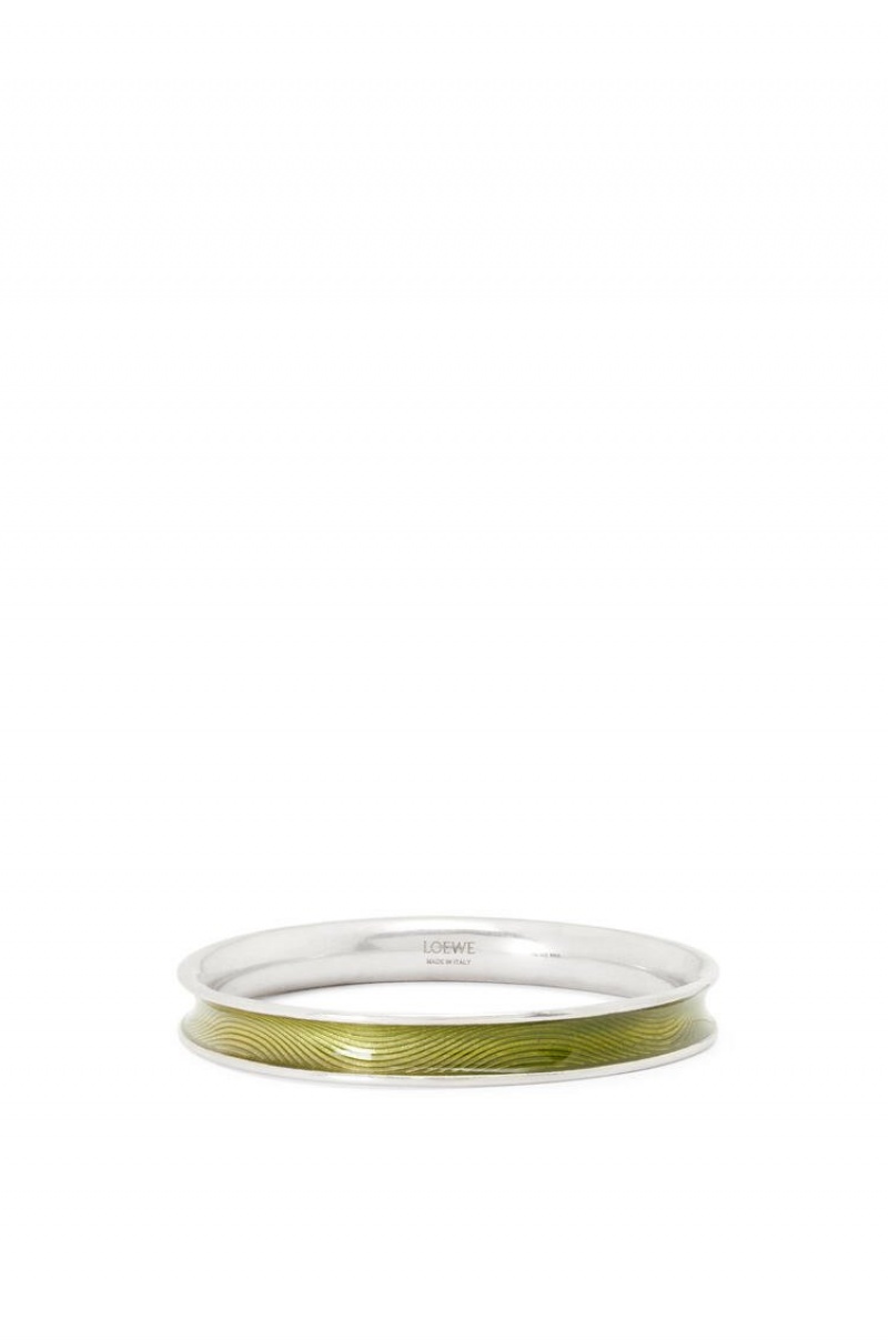 Silver Jewellery Loewe Wave bangle in sterling silver and enamel Mujer Verde | 825TDPKRY