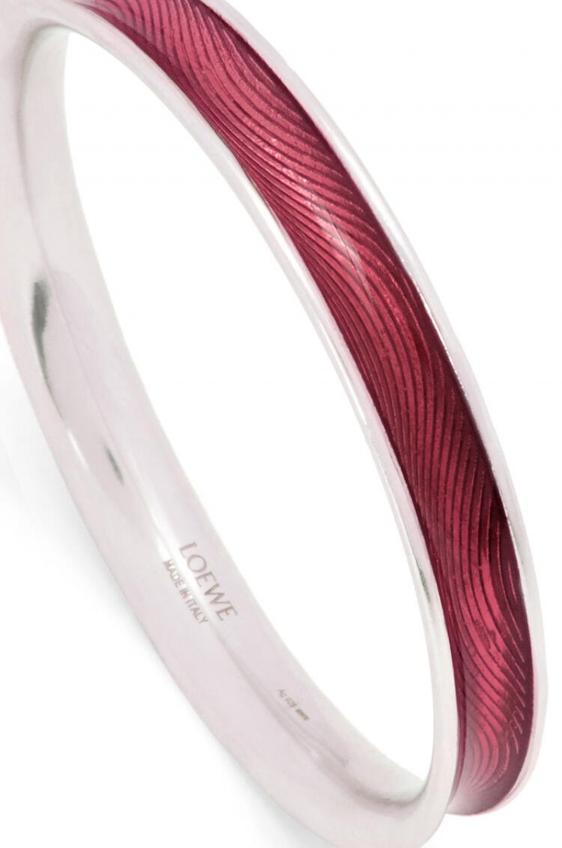 Silver Jewellery Loewe Wave bangle in sterling silver and enamel Mujer Fucsia | 780KWSBTZ