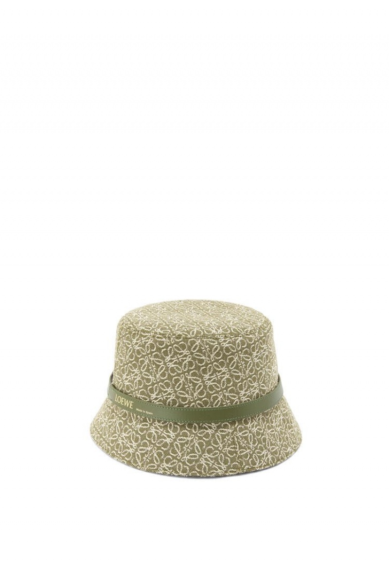 Sombreros Loewe Anagram bucket hat in jacquard and calfskin Mujer Verde Verde | 164BCUOPN