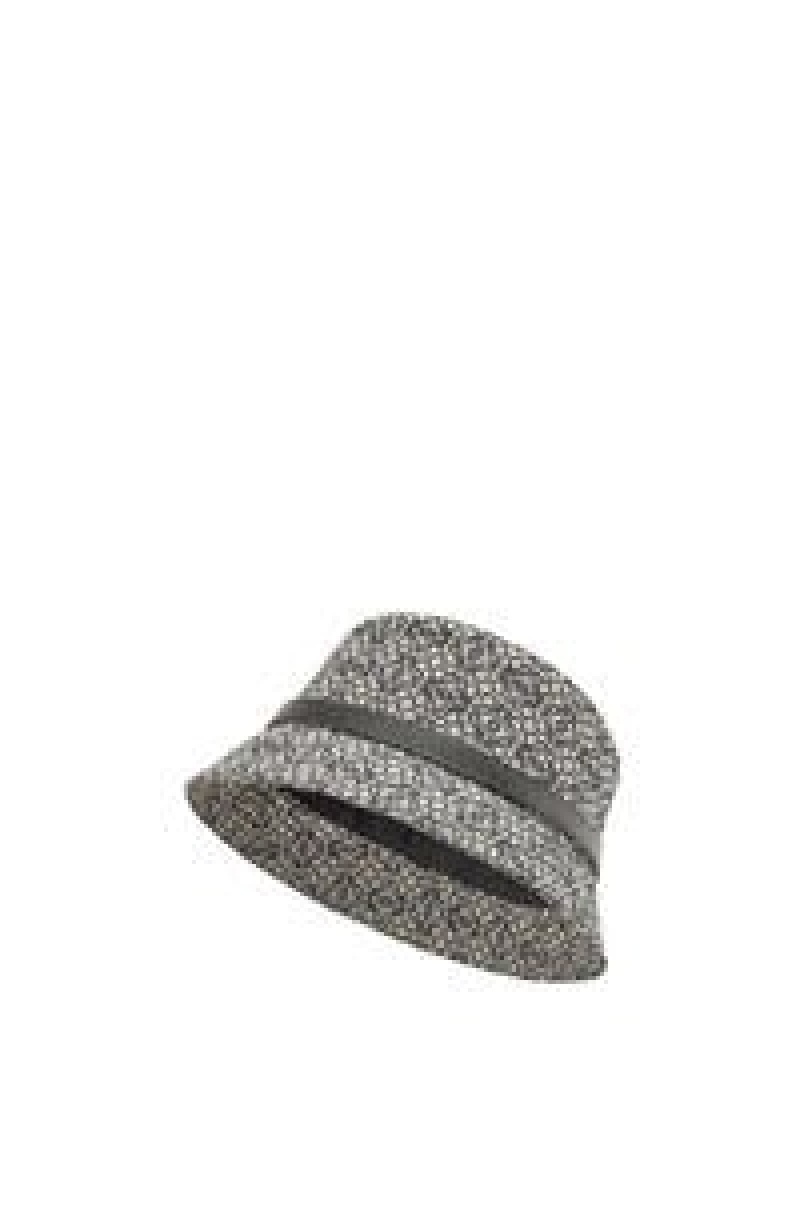 Sombreros Loewe Anagram bucket hat in jacquard and calfskin Mujer Verde Verde | 164BCUOPN