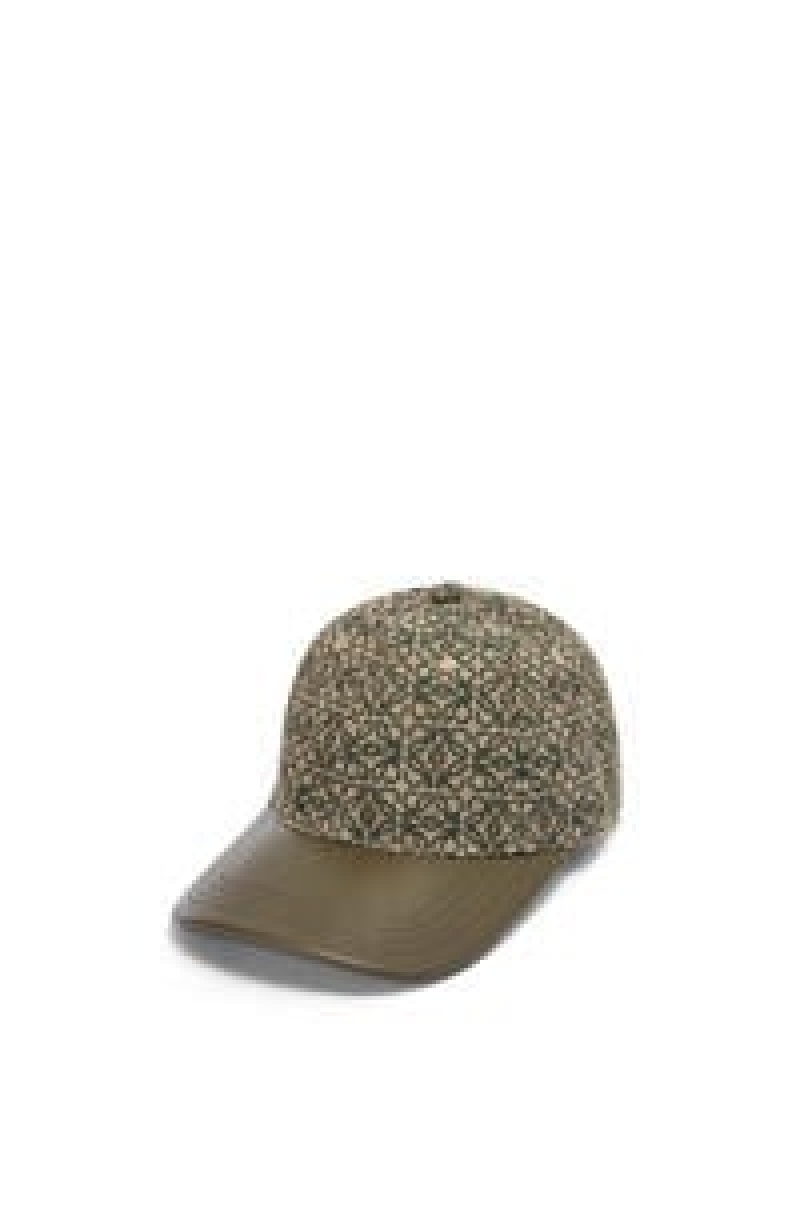 Sombreros Loewe Anagram cap in jacquard and calfskin Hombre Negras | 501MHROSF