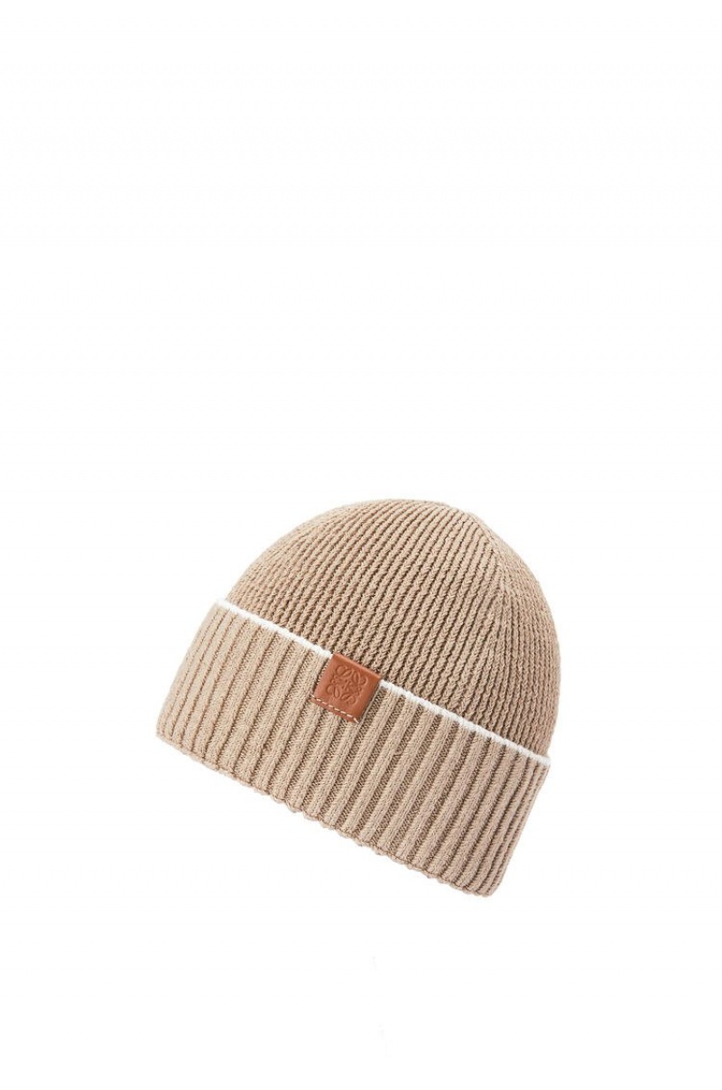 Sombreros Loewe Beanie in linen and cotton Hombre Beige Blancas | 135MXTBJK