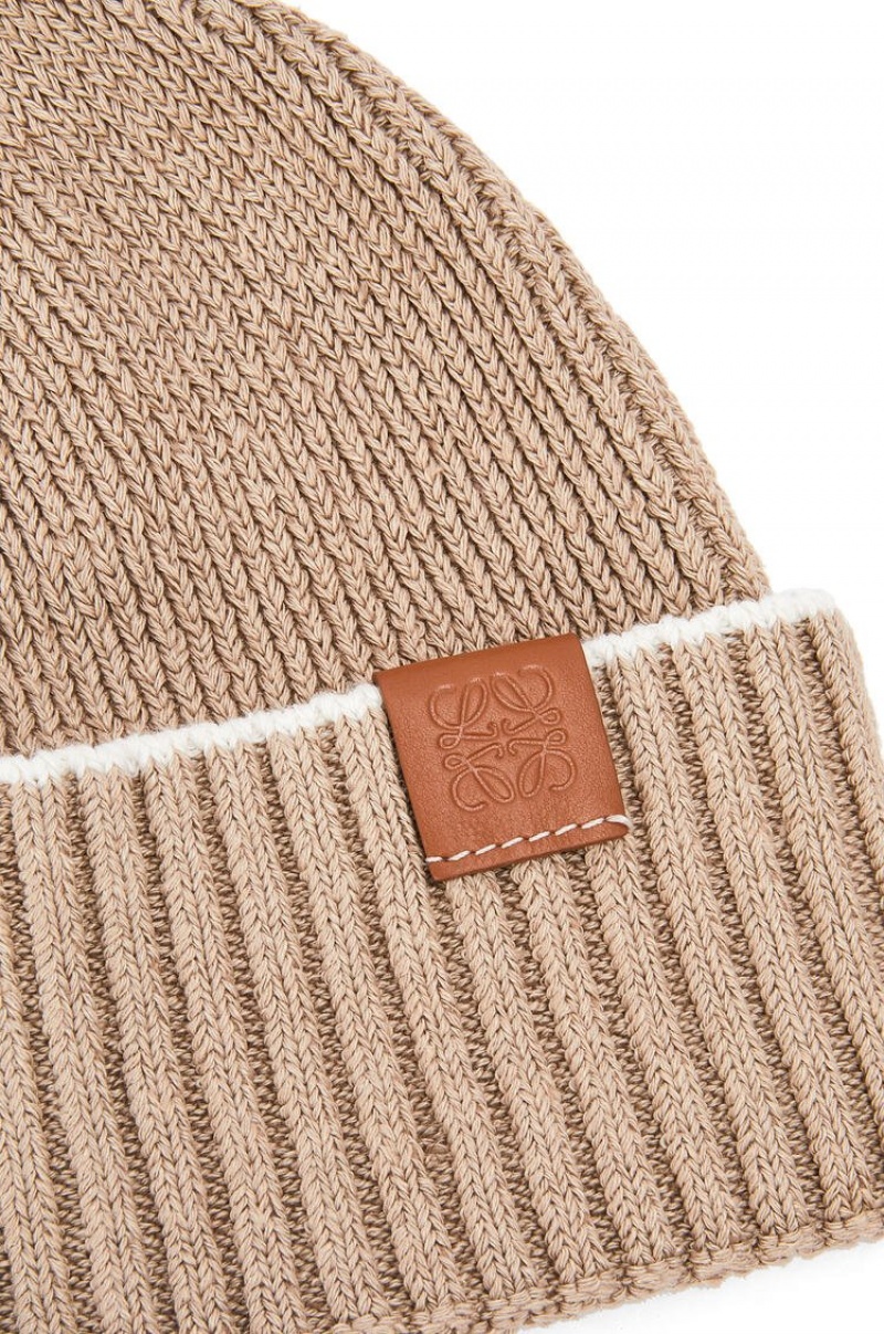 Sombreros Loewe Beanie in linen and cotton Hombre Beige Blancas | 135MXTBJK