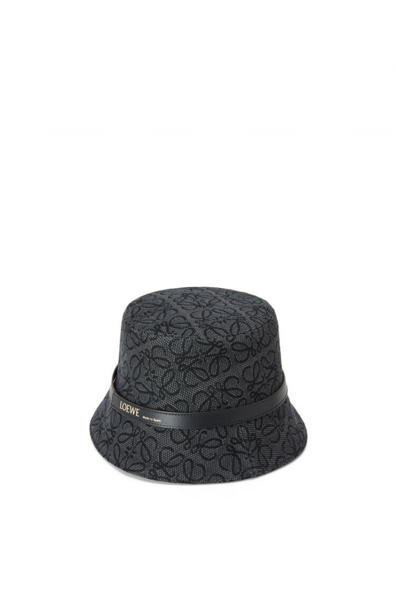 Sombreros Loewe Bucket hat in Anagram jacquard and calfskin Mujer Negras | 125NMCPLS