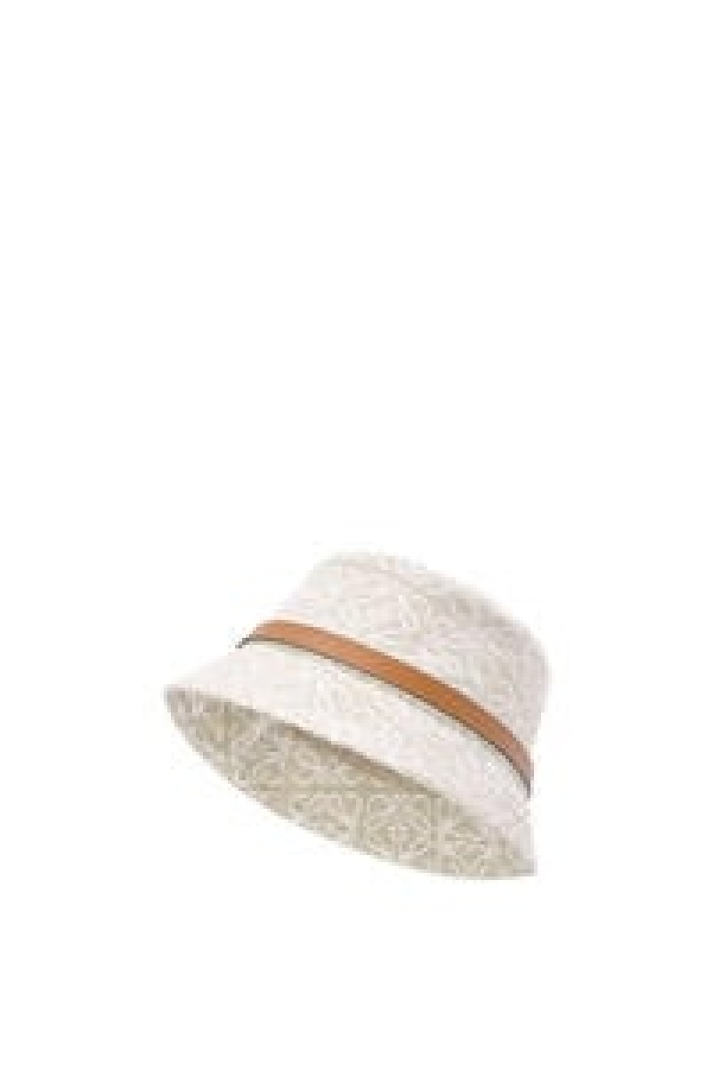 Sombreros Loewe Bucket hat in Anagram jacquard and calfskin Mujer Negras | 125NMCPLS