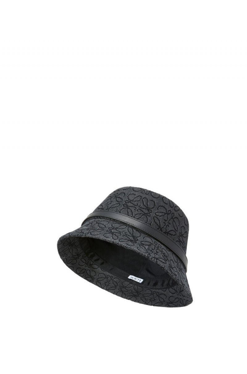 Sombreros Loewe Bucket hat in Anagram jacquard and calfskin Mujer Negras | 125NMCPLS