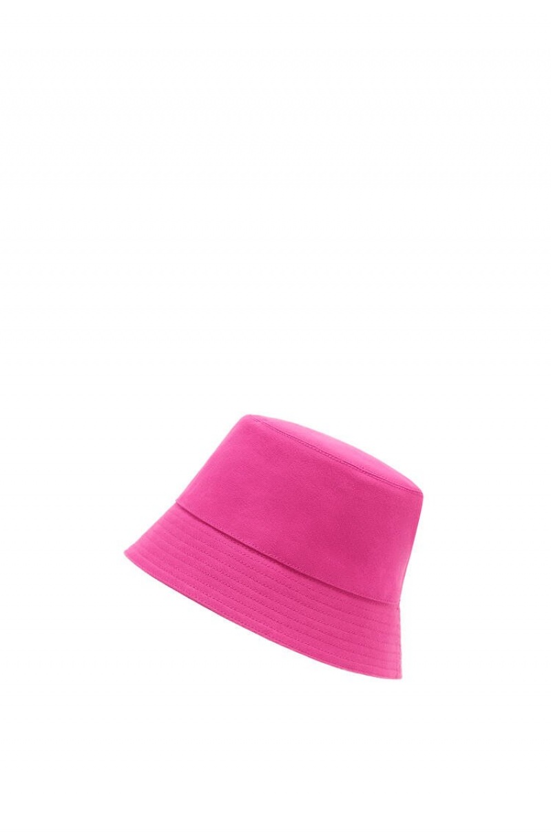 Sombreros Loewe Bucket hat in canvas and calfskin Mujer Magenta / Tan | 306GYTBDX