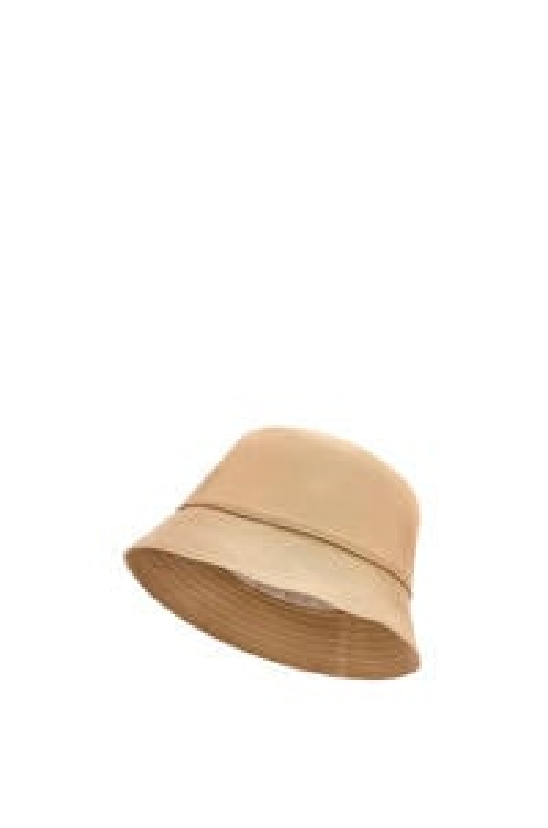 Sombreros Loewe Bucket hat in canvas and calfskin Mujer Magenta / Tan | 306GYTBDX