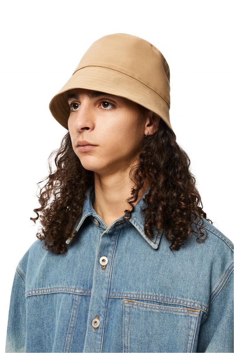 Sombreros Loewe Bucket hat in canvas and calfskin Mujer Sand / Tan | 537BRWXGO