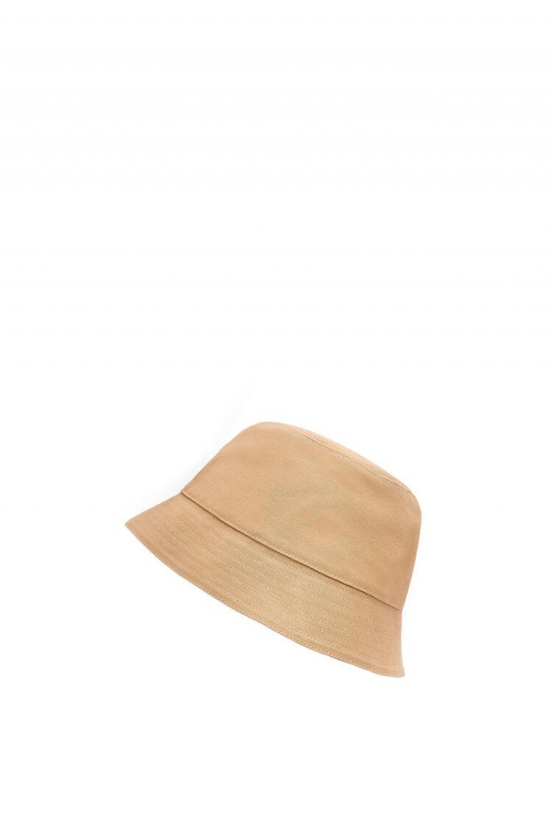 Sombreros Loewe Bucket hat in canvas and calfskin Mujer Sand / Tan | 537BRWXGO