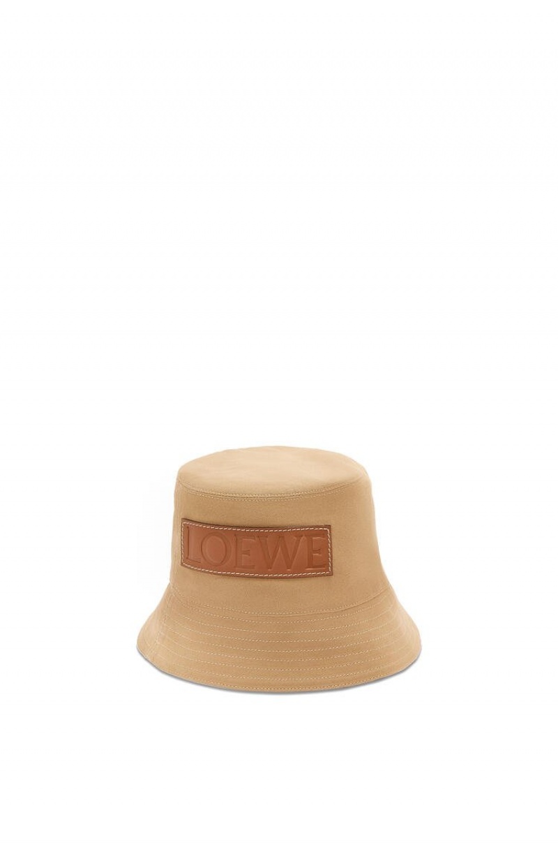 Sombreros Loewe Bucket hat in canvas and calfskin Mujer Sand / Tan | 537BRWXGO