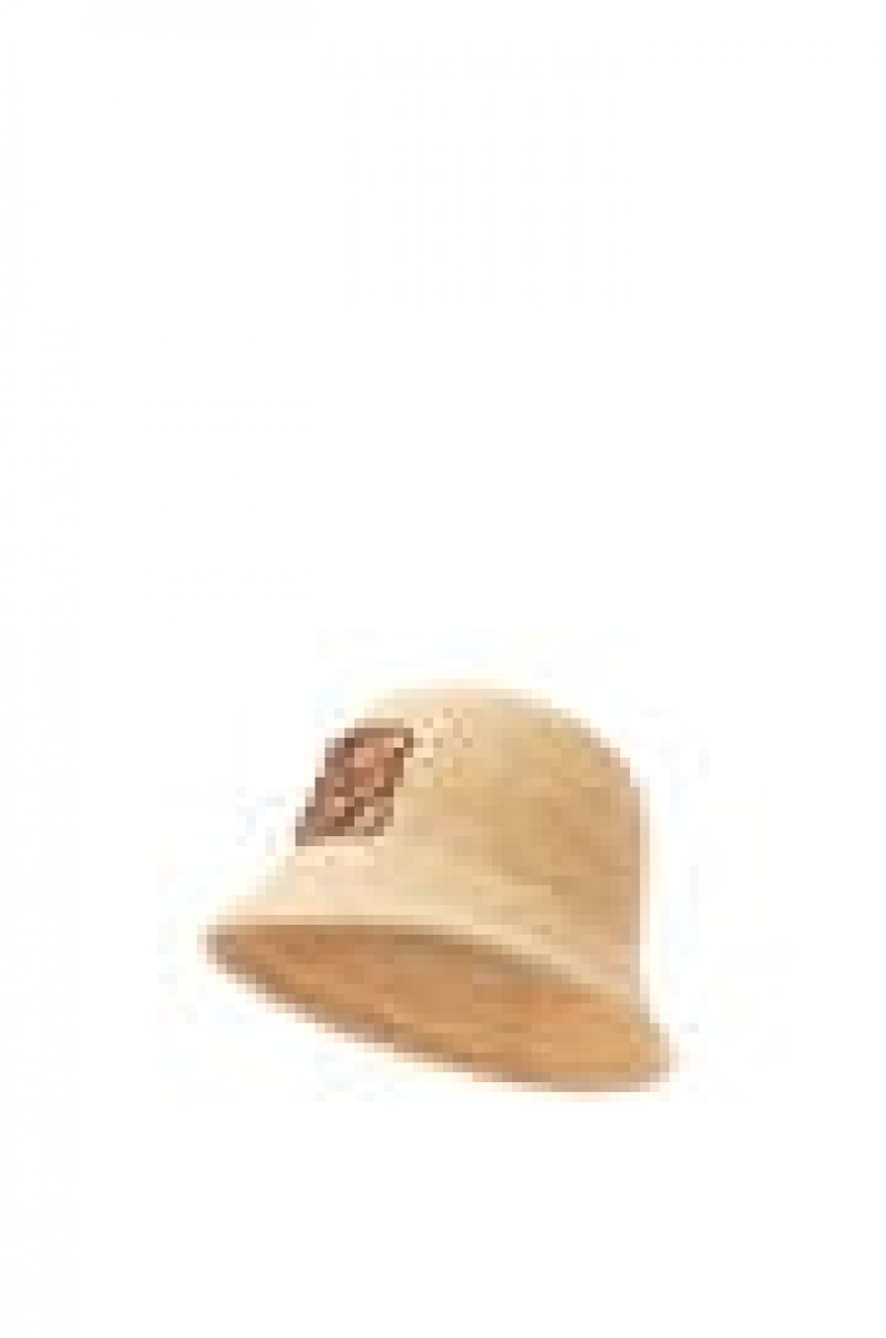 Sombreros Loewe Bucket hat in raffia and calfskin Mujer Natural | 249JIVXHP