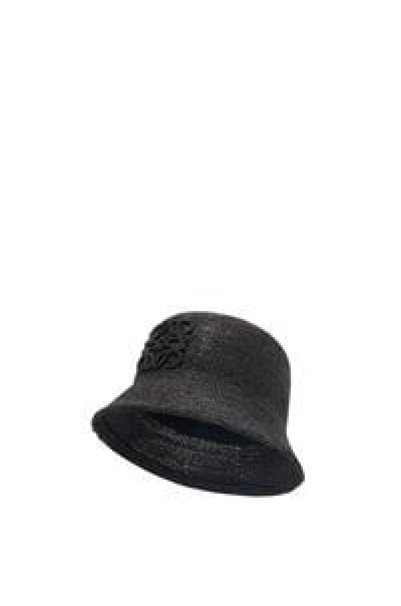 Sombreros Loewe Bucket hat in raffia and calfskin Mujer Natural | 249JIVXHP