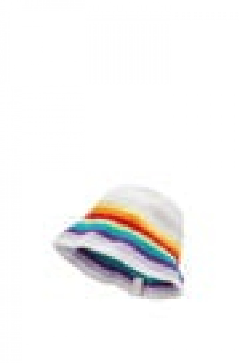 Sombreros Loewe Crochet hat in cotton and calfskin Mujer Multicolor Blancas | 962IDJWSU