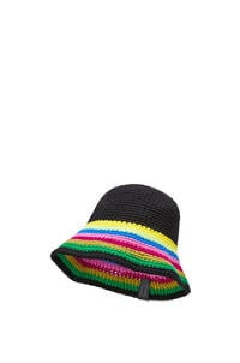 Sombreros Loewe Crochet hat in cotton and calfskin Mujer Multicolor Blancas | 962IDJWSU