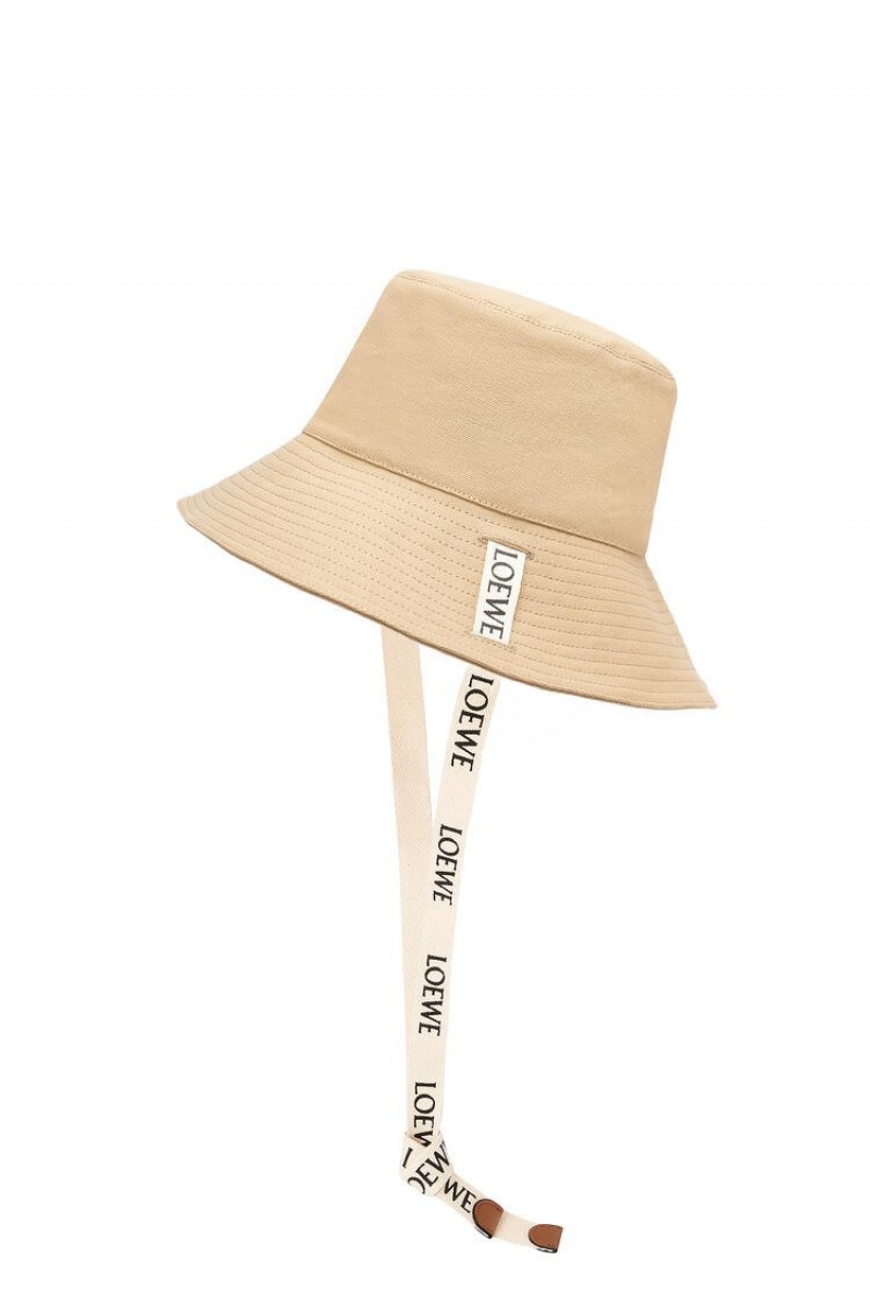 Sombreros Loewe Fisherman hat in canvas and calfskin Mujer Sand | 879PKHBDG