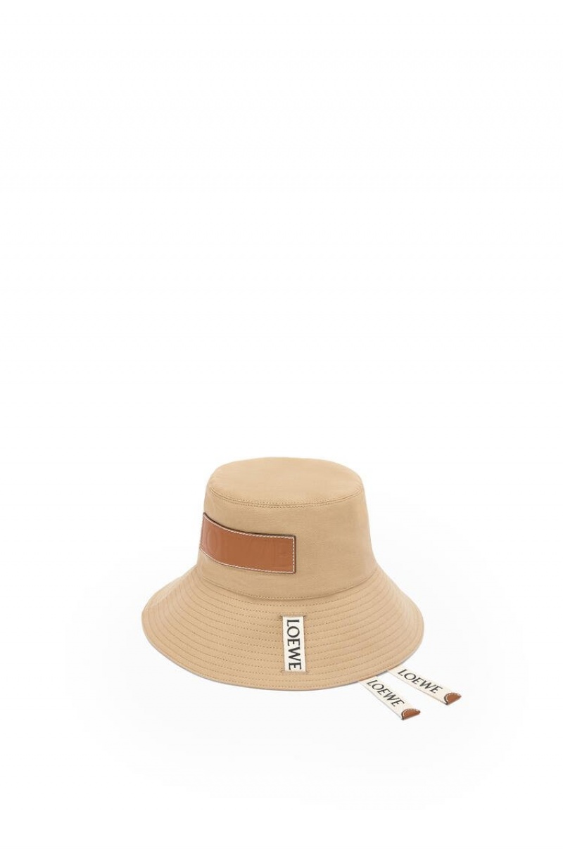 Sombreros Loewe Fisherman hat in canvas and calfskin Mujer Sand | 879PKHBDG