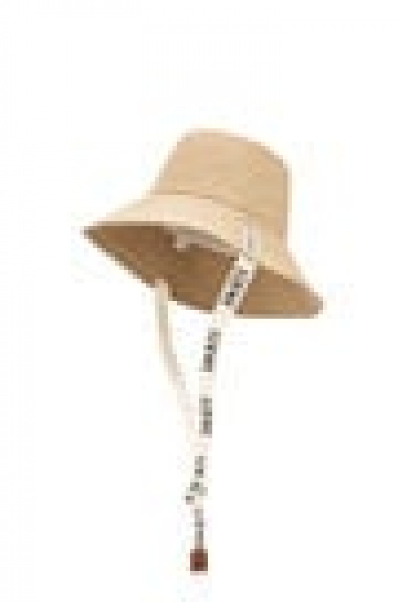 Sombreros Loewe Fisherman hat in canvas and calfskin Mujer Sand | 879PKHBDG