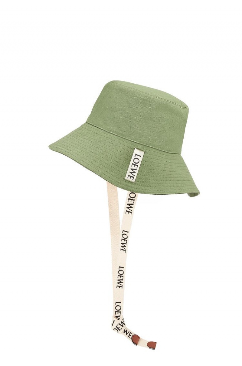 Sombreros Loewe Fisherman hat in canvas and calfskin Mujer Verde | 107NQLMAU