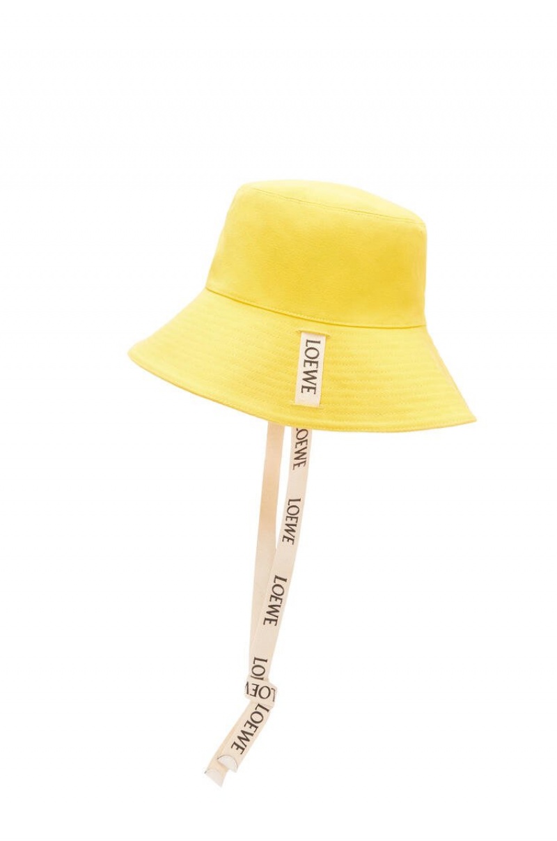 Sombreros Loewe Fisherman hat in canvas and calfskin Mujer Amarillo | 406CJUVKY