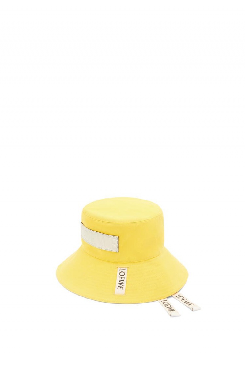 Sombreros Loewe Fisherman hat in canvas and calfskin Mujer Amarillo | 406CJUVKY