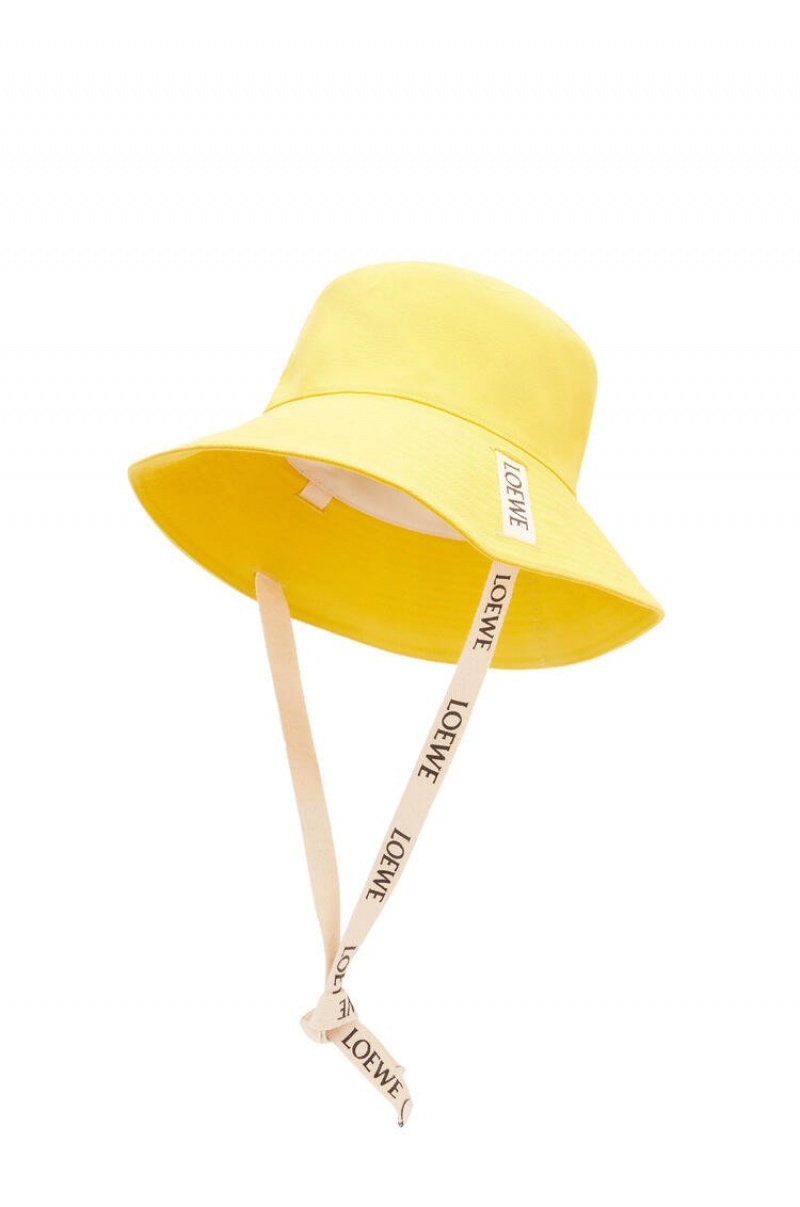 Sombreros Loewe Fisherman hat in canvas and calfskin Mujer Amarillo | 406CJUVKY