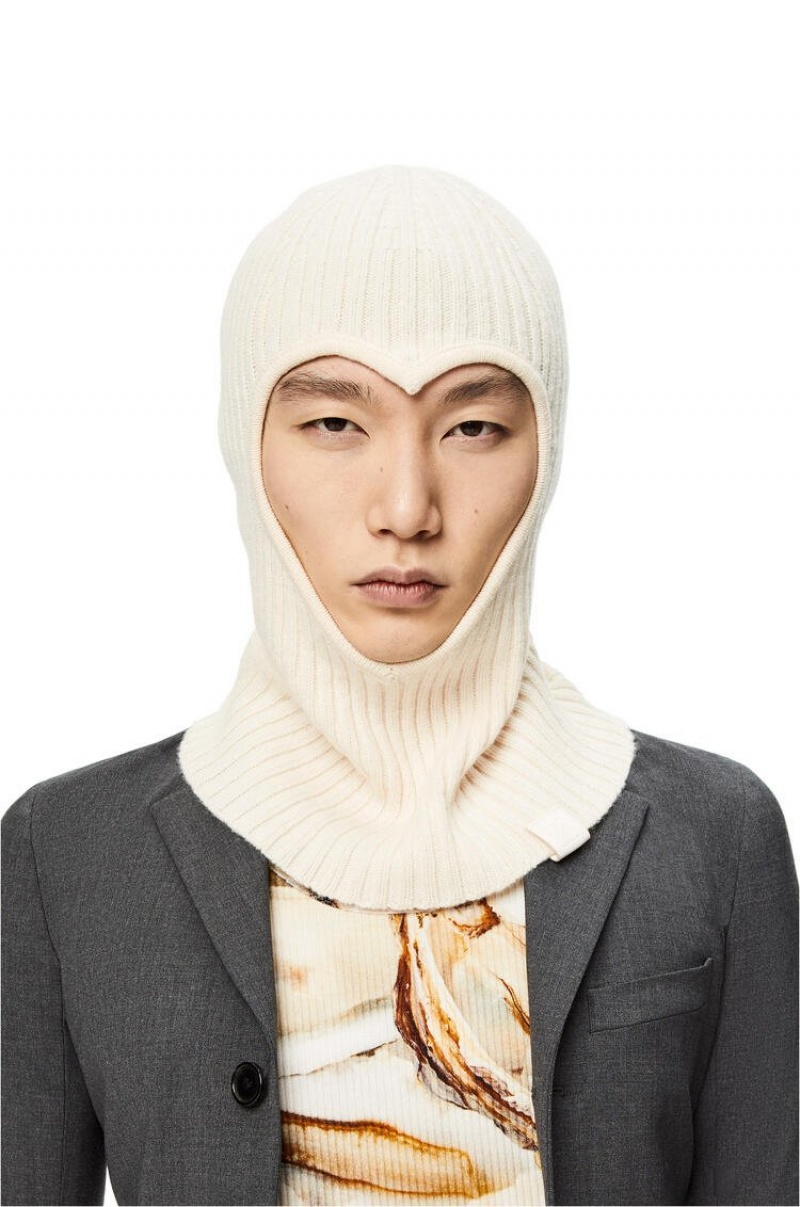 Sombreros Loewe Heart balaclava in. wool Hombre Blancas Blancas | 390IMZNST