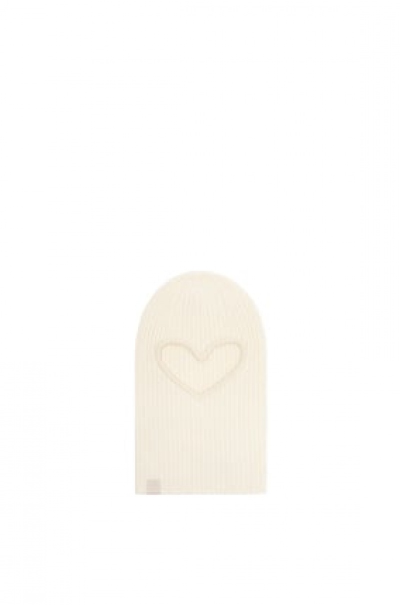 Sombreros Loewe Heart balaclava in. wool Hombre Blancas Blancas | 390IMZNST