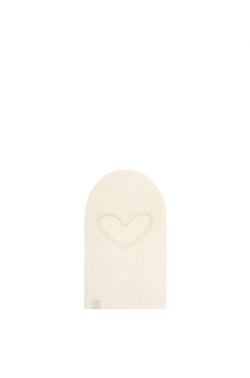 Sombreros Loewe Heart balaclava in. wool Hombre Blancas Blancas | 390IMZNST