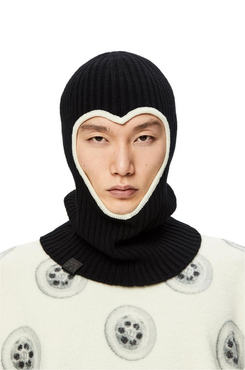 Sombreros Loewe Heart balaclava in. wool Hombre Negras Blancas | 271ENHPVW