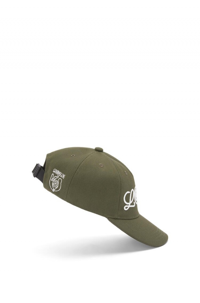 Sombreros Loewe Logo cap in canvas Hombre Kaki Verde | 806ALFSQI