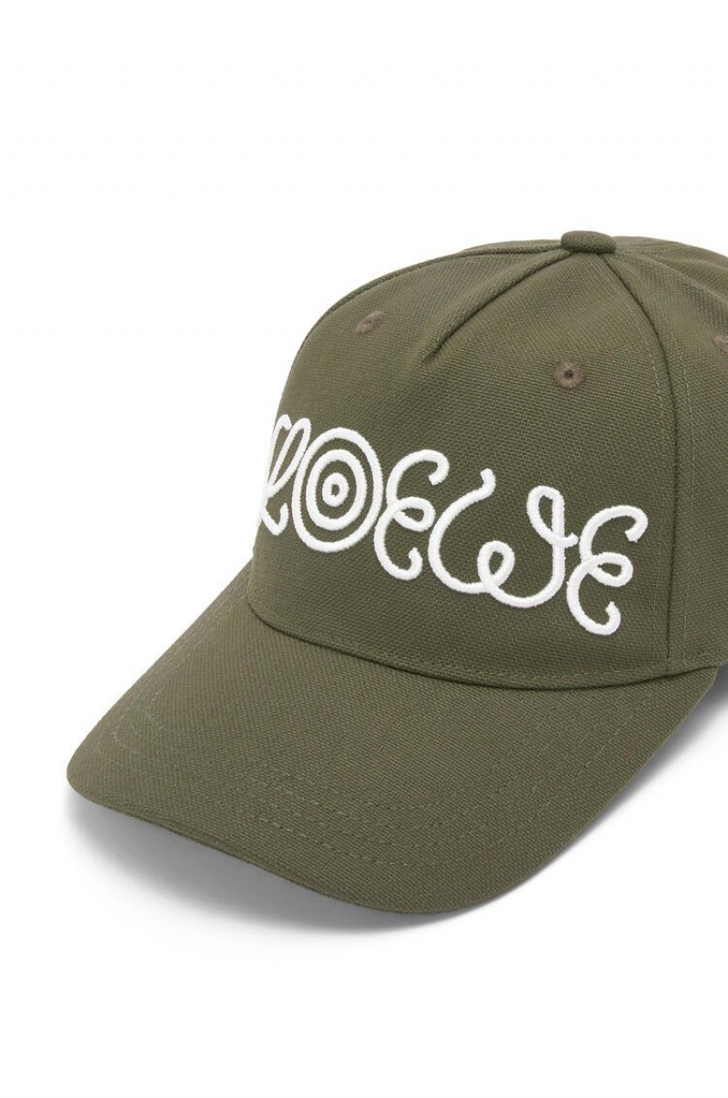 Sombreros Loewe Logo cap in canvas Hombre Kaki Verde | 806ALFSQI