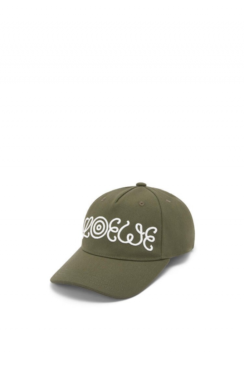 Sombreros Loewe Logo cap in canvas Hombre Kaki Verde | 806ALFSQI