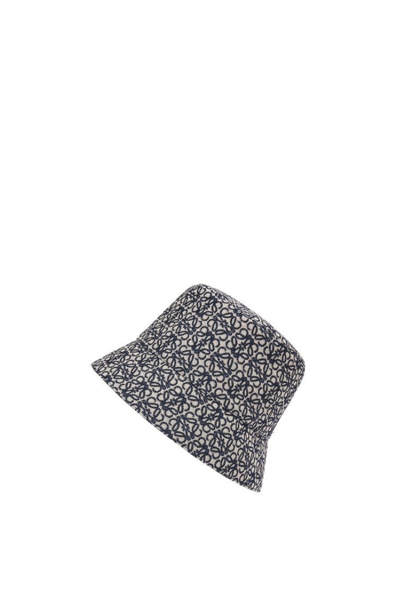 Sombreros Loewe Reversible Anagram bucket hat in jacquard and nylon Hombre Azul Marino Negras | 901MFGRVQ