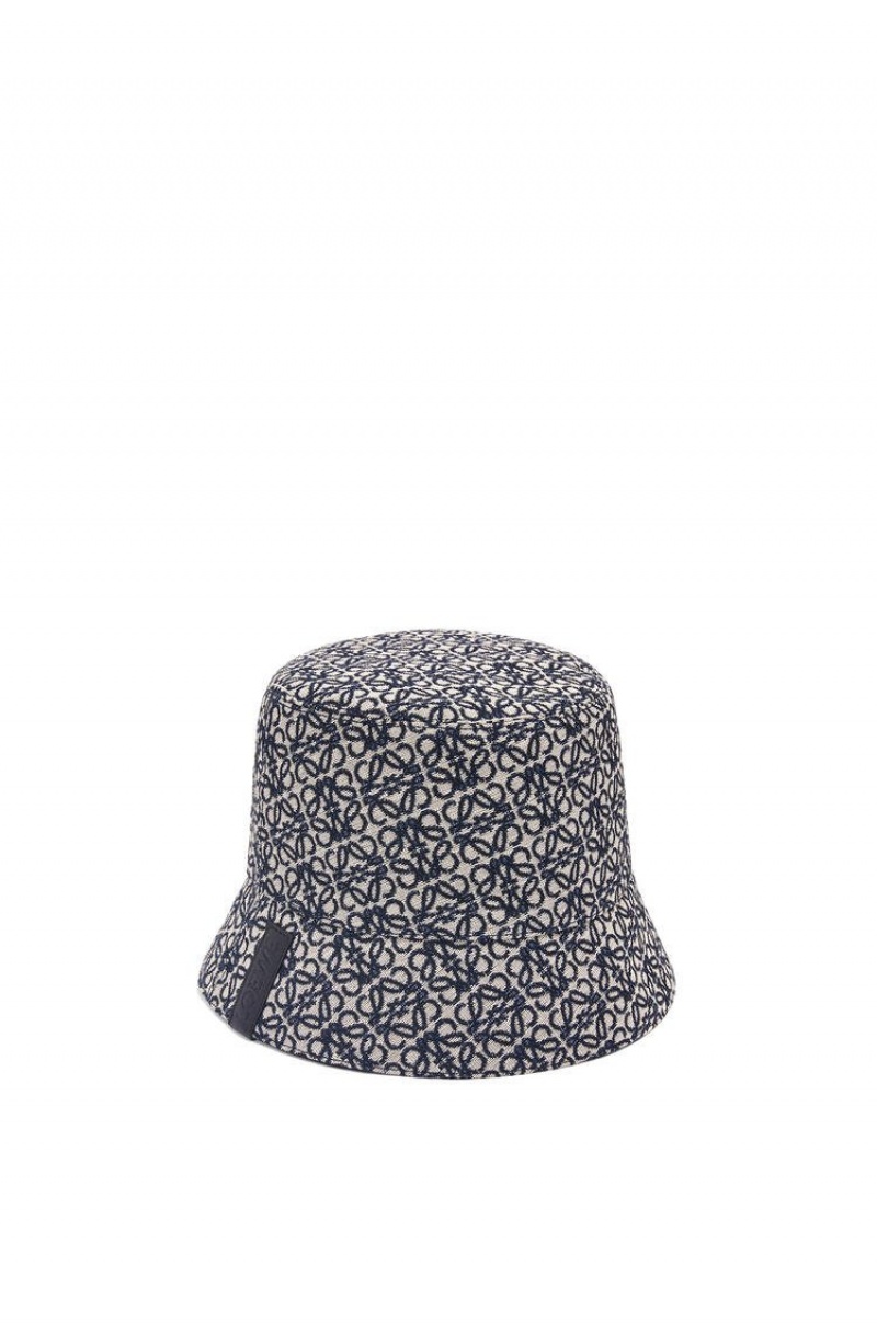 Sombreros Loewe Reversible Anagram bucket hat in jacquard and nylon Hombre Azul Marino Negras | 901MFGRVQ