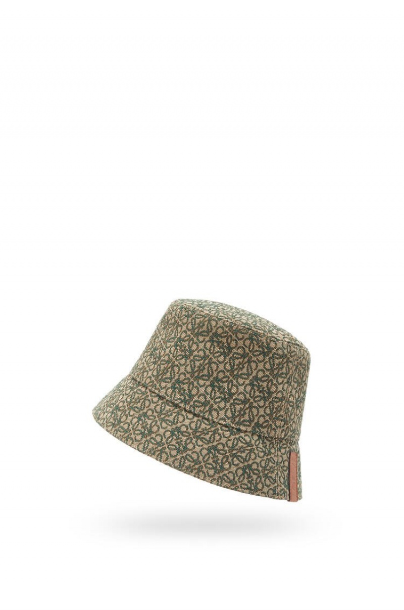 Sombreros Loewe Reversible Anagram bucket hat in jacquard and nylon Hombre Kaki Verde | 803JFUSMK