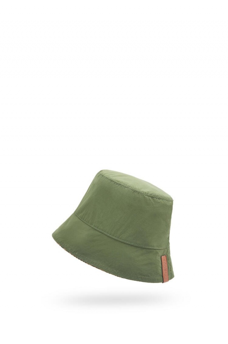 Sombreros Loewe Reversible Anagram bucket hat in jacquard and nylon Hombre Kaki Verde | 803JFUSMK