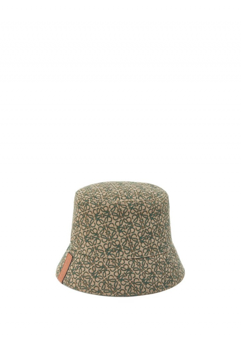 Sombreros Loewe Reversible Anagram bucket hat in jacquard and nylon Hombre Kaki Verde | 803JFUSMK