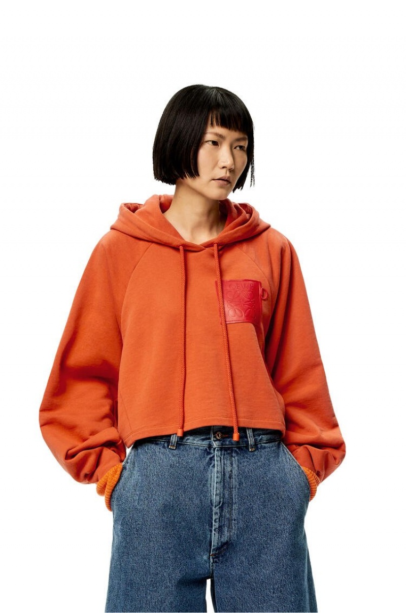 Sudadera con Capucha Loewe Anagram cropped hoodie in cotton Mujer Naranjas | 538MKHZUV