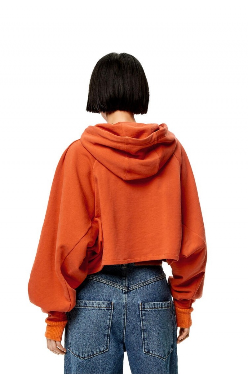 Sudadera con Capucha Loewe Anagram cropped hoodie in cotton Mujer Naranjas | 538MKHZUV