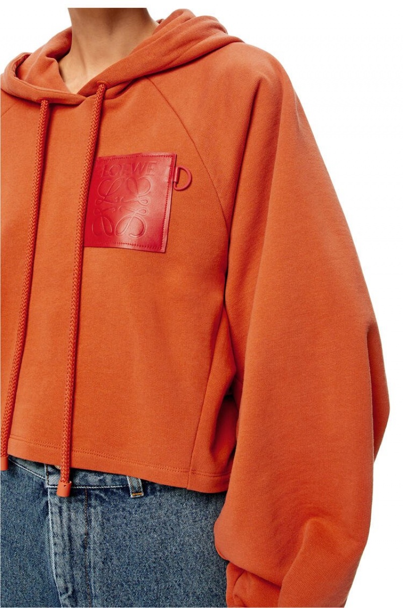 Sudadera con Capucha Loewe Anagram cropped hoodie in cotton Mujer Naranjas | 538MKHZUV