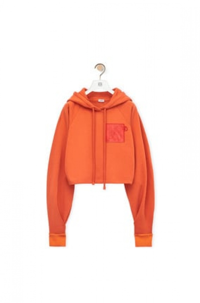 Sudadera con Capucha Loewe Anagram cropped hoodie in cotton Mujer Naranjas | 538MKHZUV