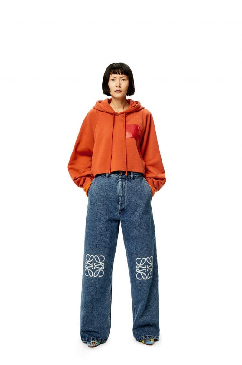 Sudadera con Capucha Loewe Anagram cropped hoodie in cotton Mujer Naranjas | 538MKHZUV