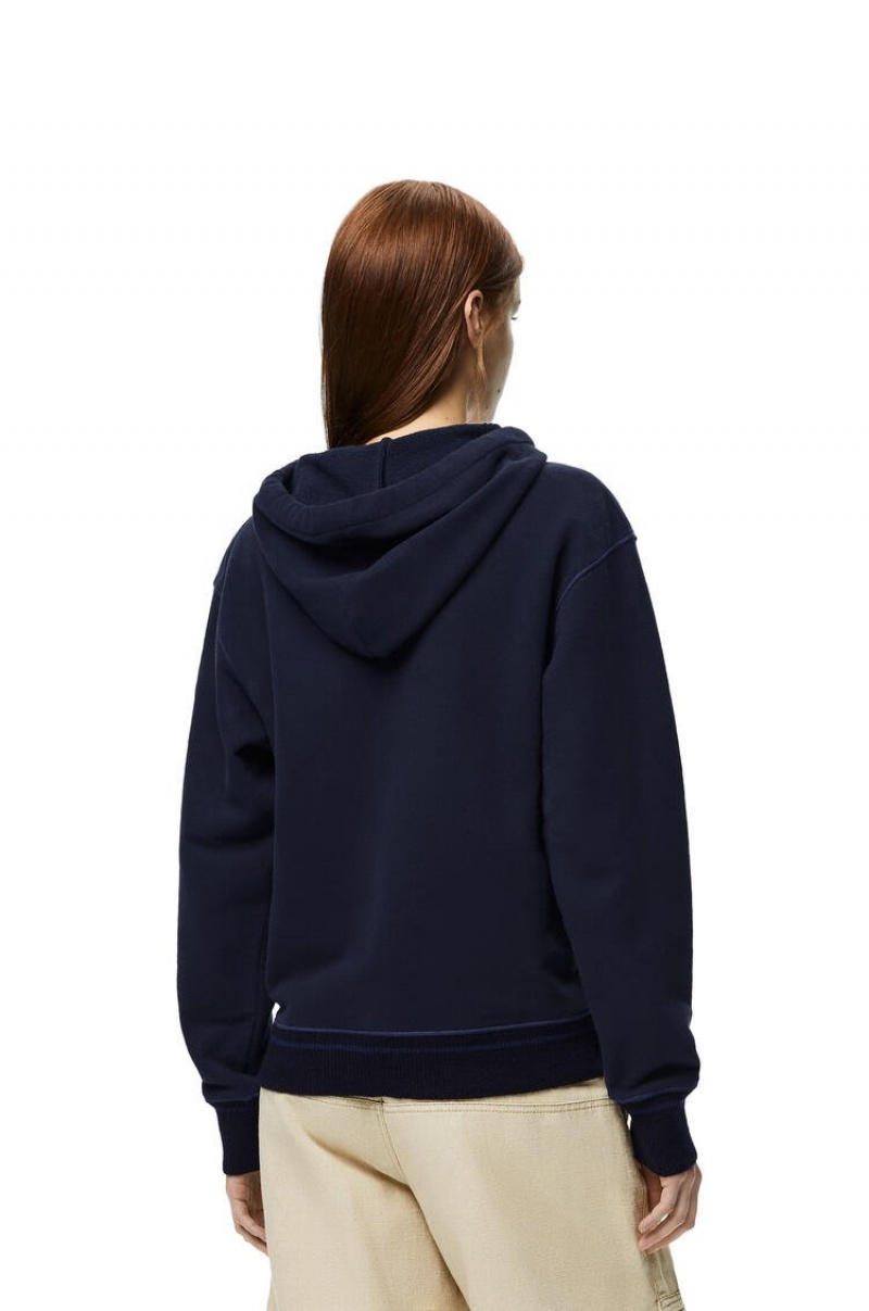 Sudadera con Capucha Loewe Anagram hoodie in cotton Mujer Azul Marino Azules | 571QUZBSN