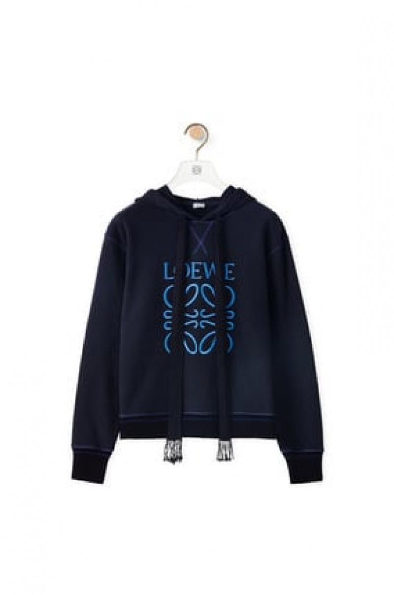 Sudadera con Capucha Loewe Anagram hoodie in cotton Mujer Azul Marino Azules | 571QUZBSN