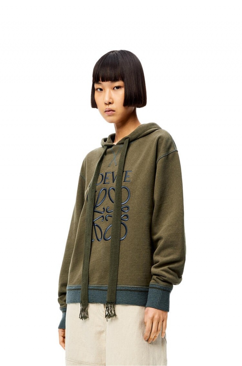 Sudadera con Capucha Loewe Anagram hoodie in cotton Mujer Verde | 037RCTJNS